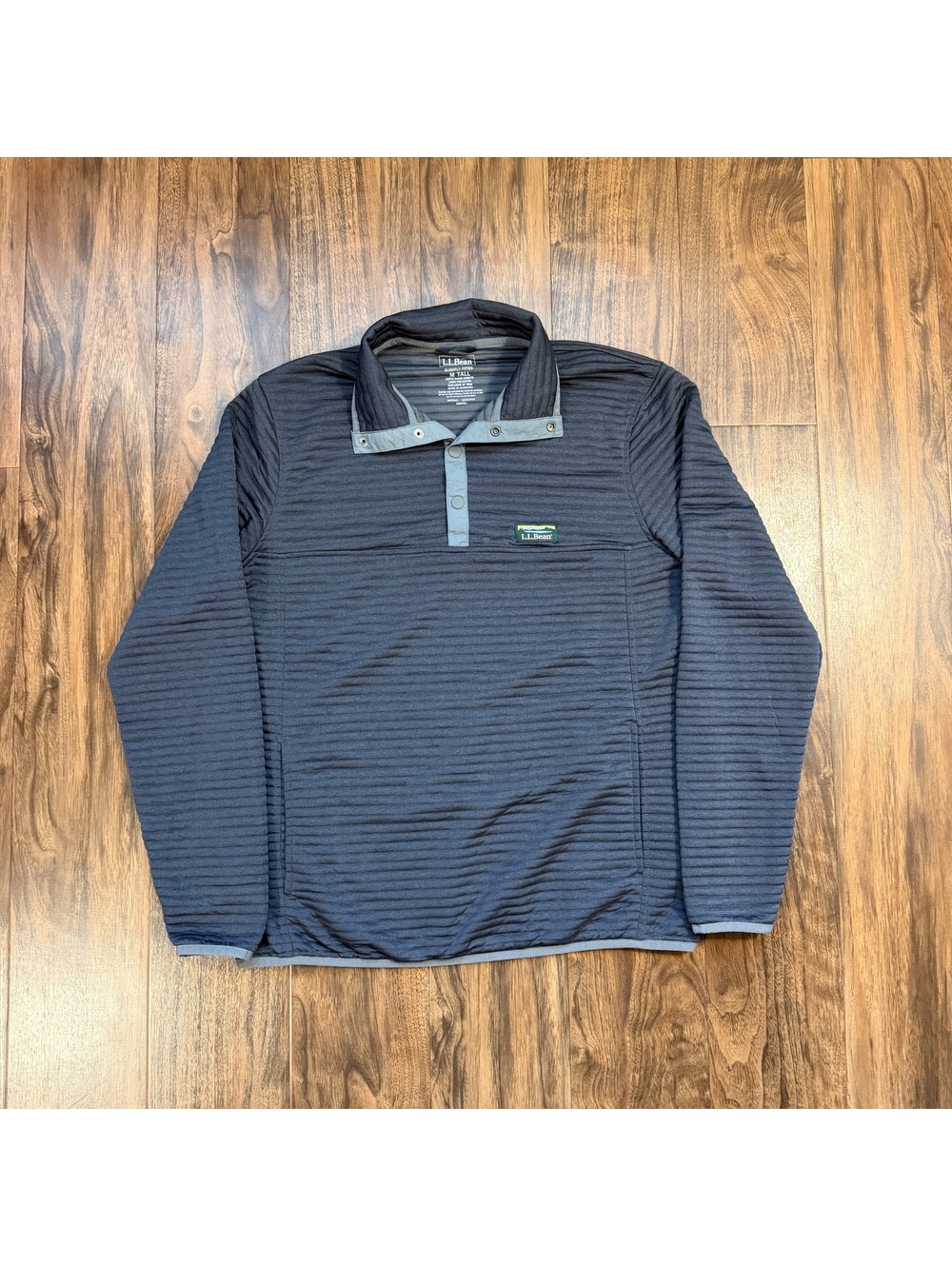 LL Bean Airlight Snap Pullover Sweatshirt Mens M Tall Textured Fleece